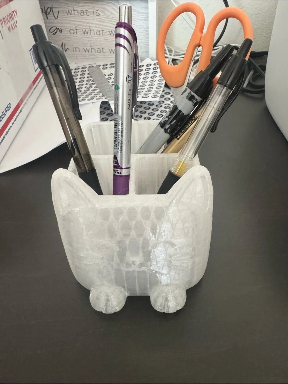 Selenite Cat Figurine Decorative Votive Holder - White